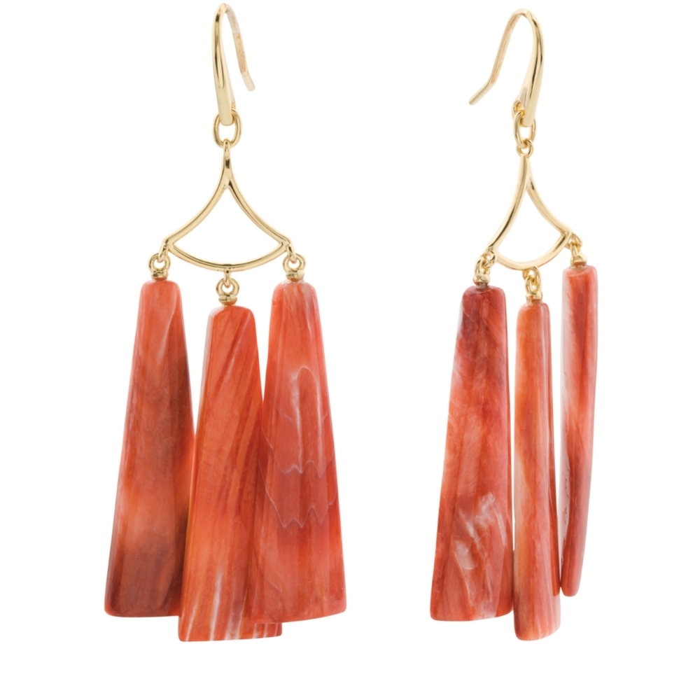 Kendra Scott Red Oyster Shell Layton Statement Earrings - Picture 4 of 11